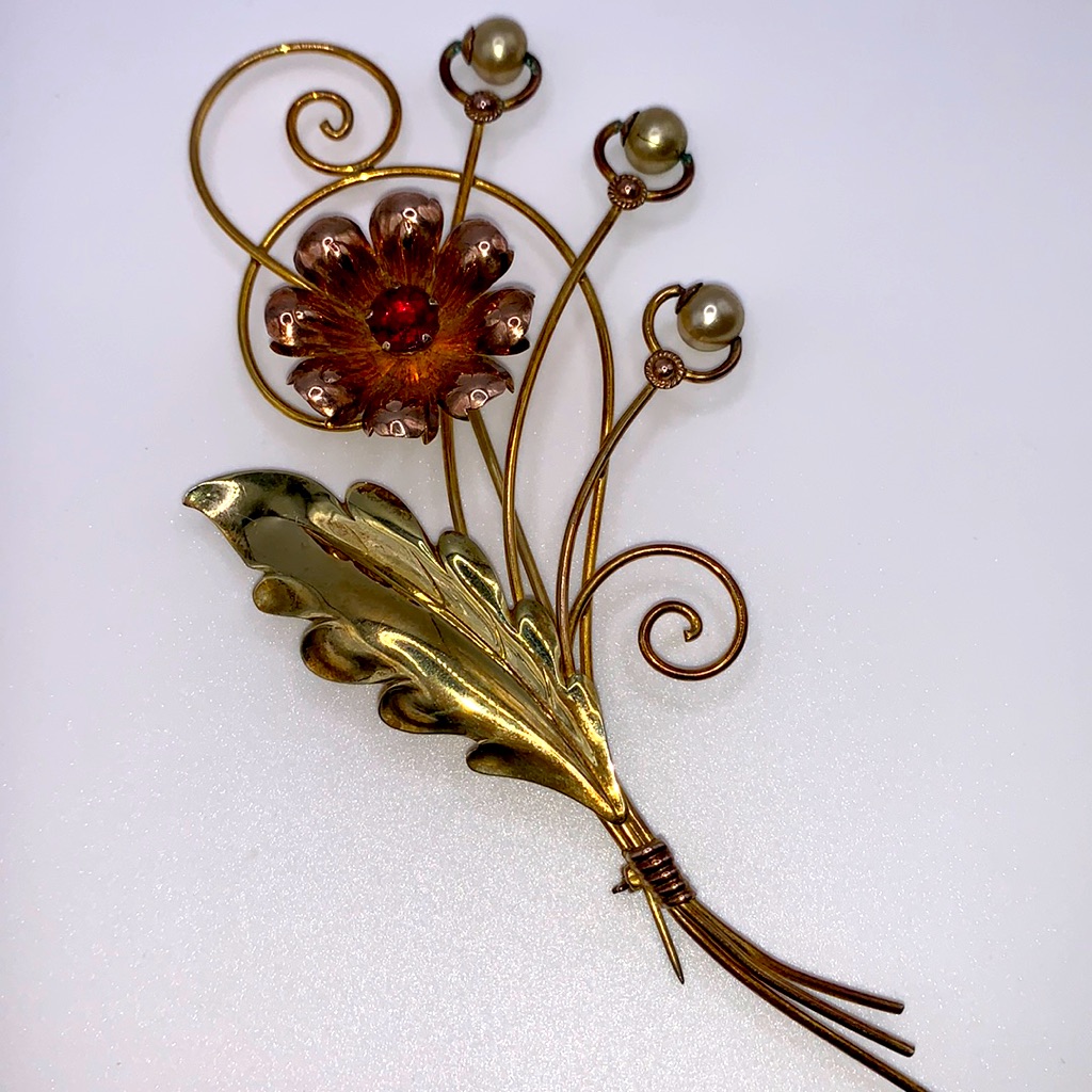Van Dell 12kt. Gf Floral Spray Brooch